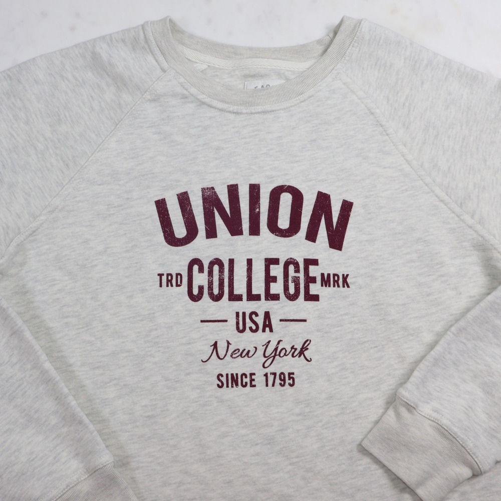 League Union College New York Graphic Crewneck Sweatshirt Gray Large